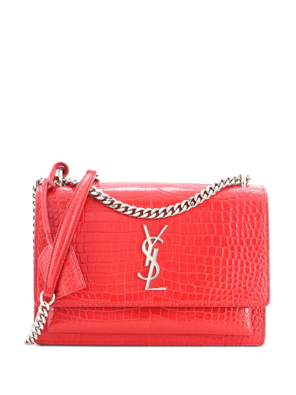Saint Laurent Pre-Owned Sunset Crocodile Embossed Leather Medium crossbody bag - Rosso