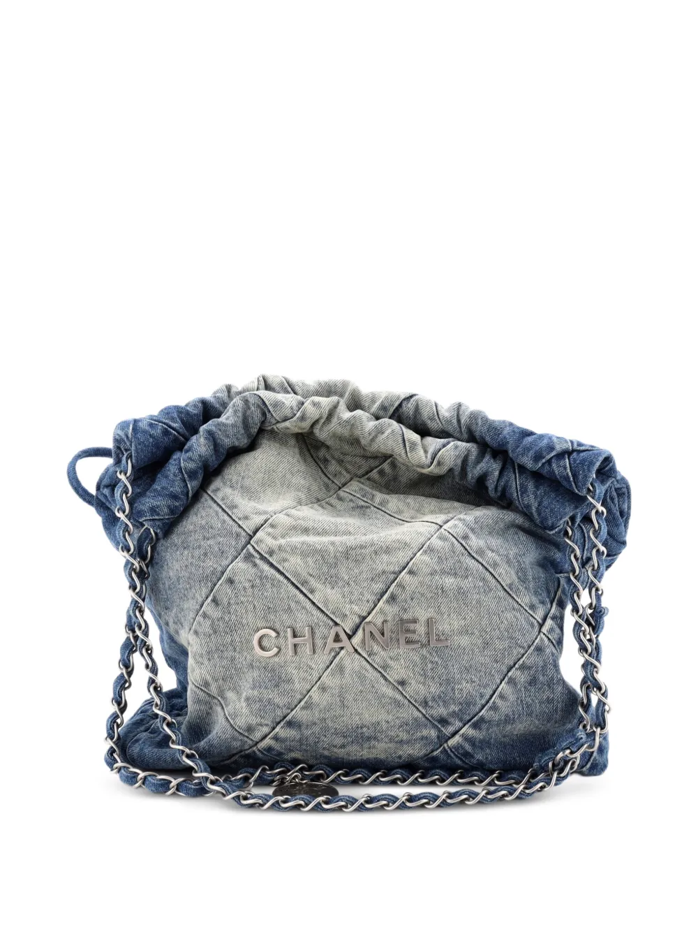 CHANEL Pre-Owned petit sac porté épaule 22 Chain Quilted Denim - Bleu