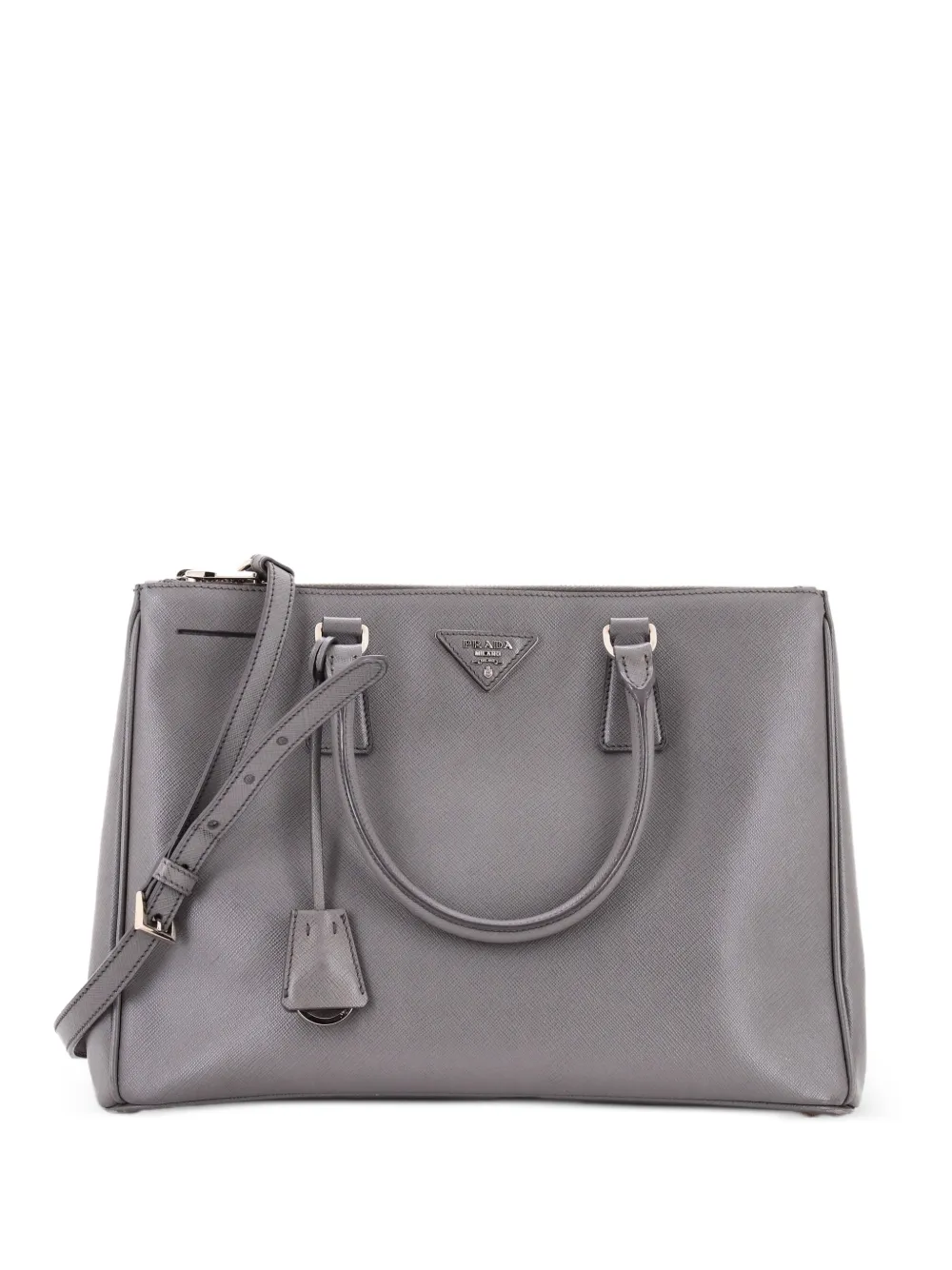 Prada Pre-Owned Borsa tote Double Zip Lux media in pelle Saffiano - Grigio
