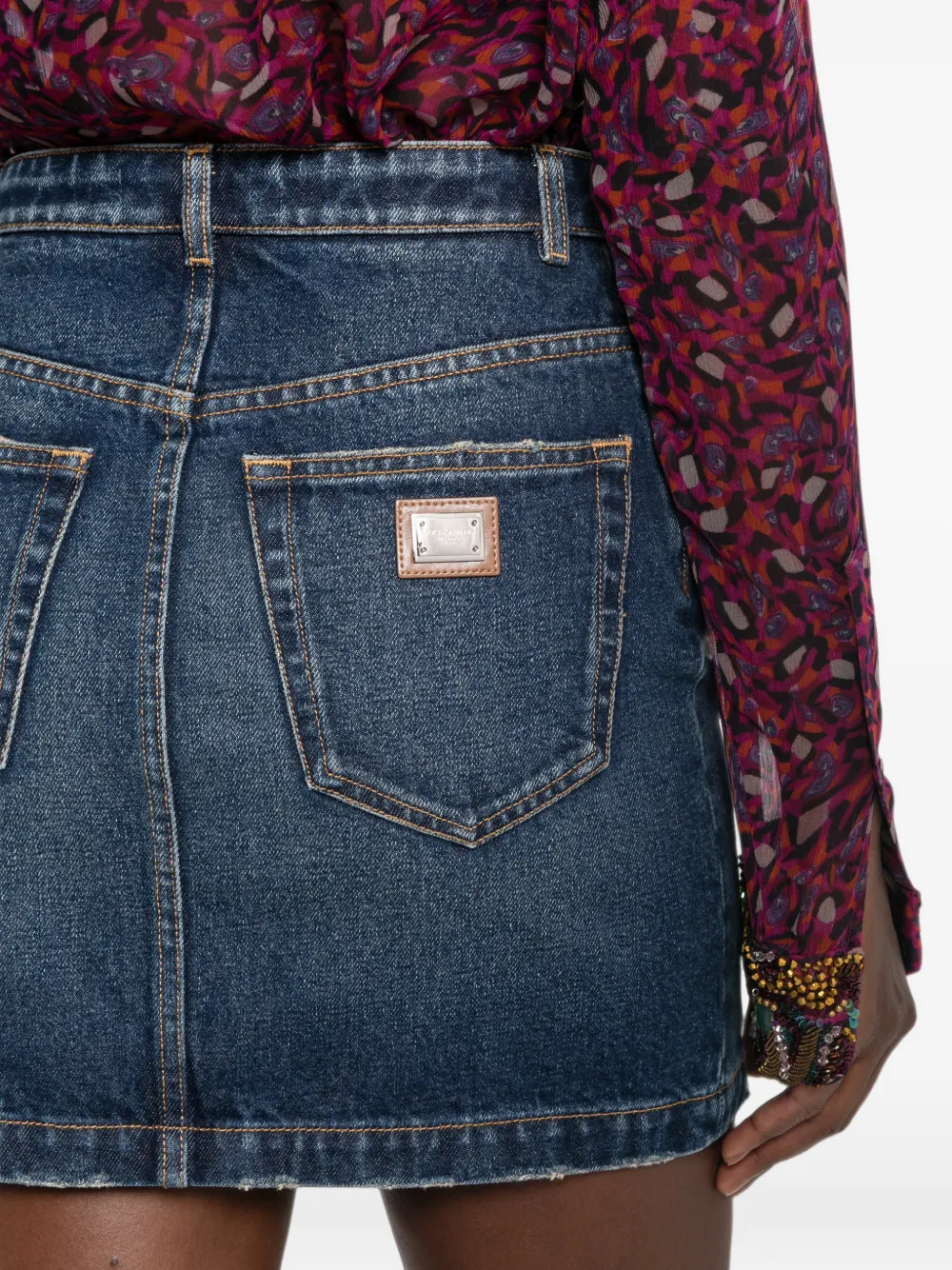 Dolce & Gabbana Mini-spijkerrok met logoplakkaat Blauw