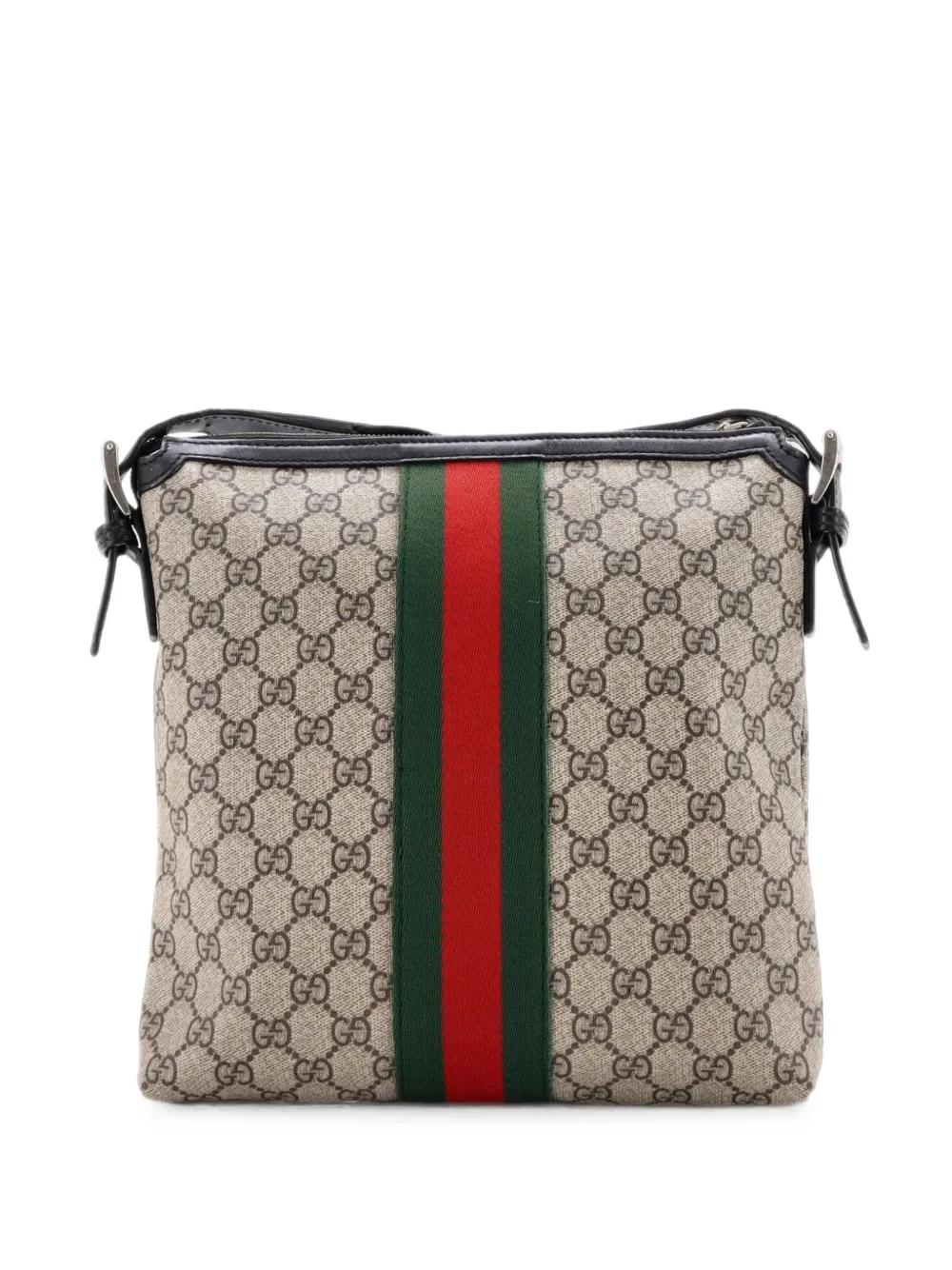 Gucci Pre-Owned Web Messenger Bag GG Coated Canvas Medium crossbody bag - Nero