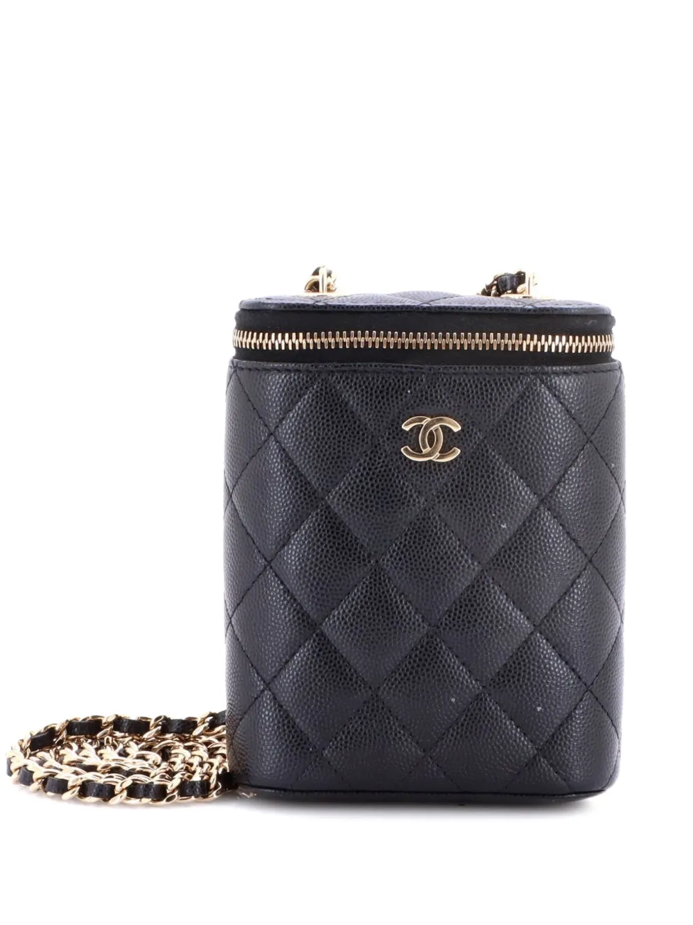 CHANEL Pre-Owned Vertical Classic Vanity Case with Chain Quilted Caviar Small shoulder bag - Nero