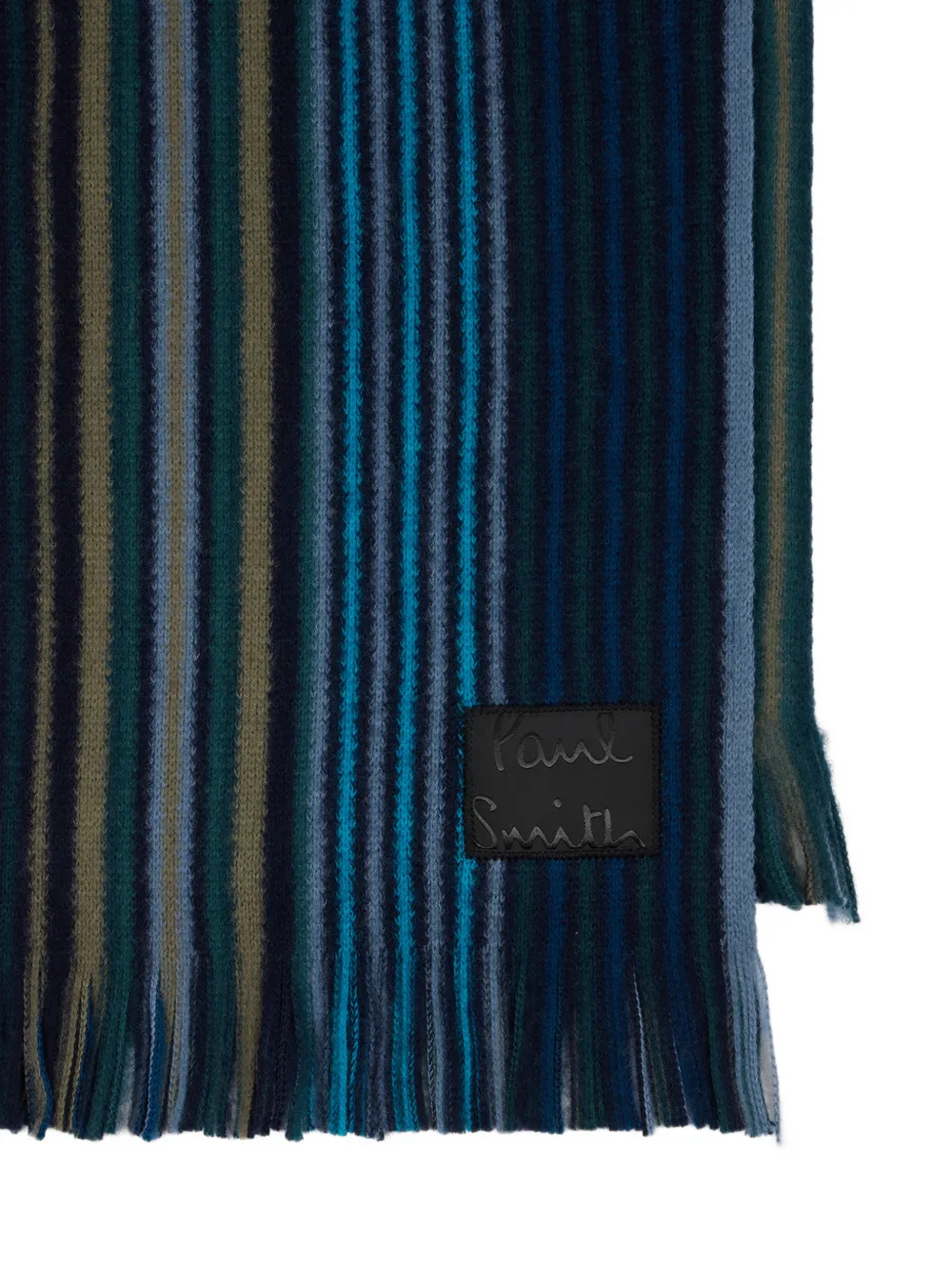 Paul Smith Wollen sjaal met dubbele zijstreep Blauw
