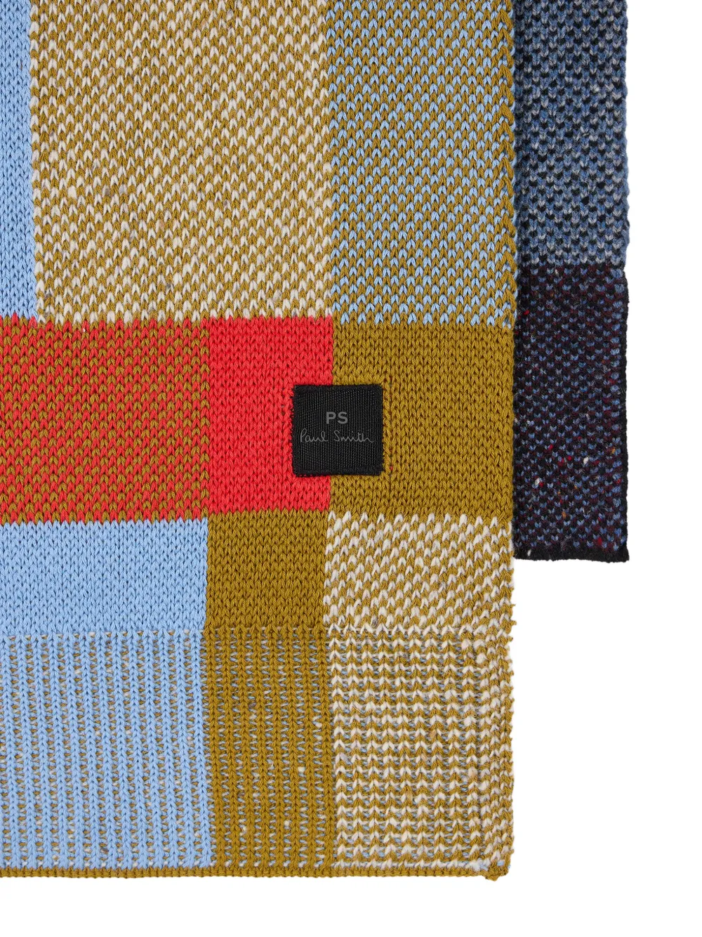 Paul Smith Sjaal met colourblocking van katoen en wol Blauw