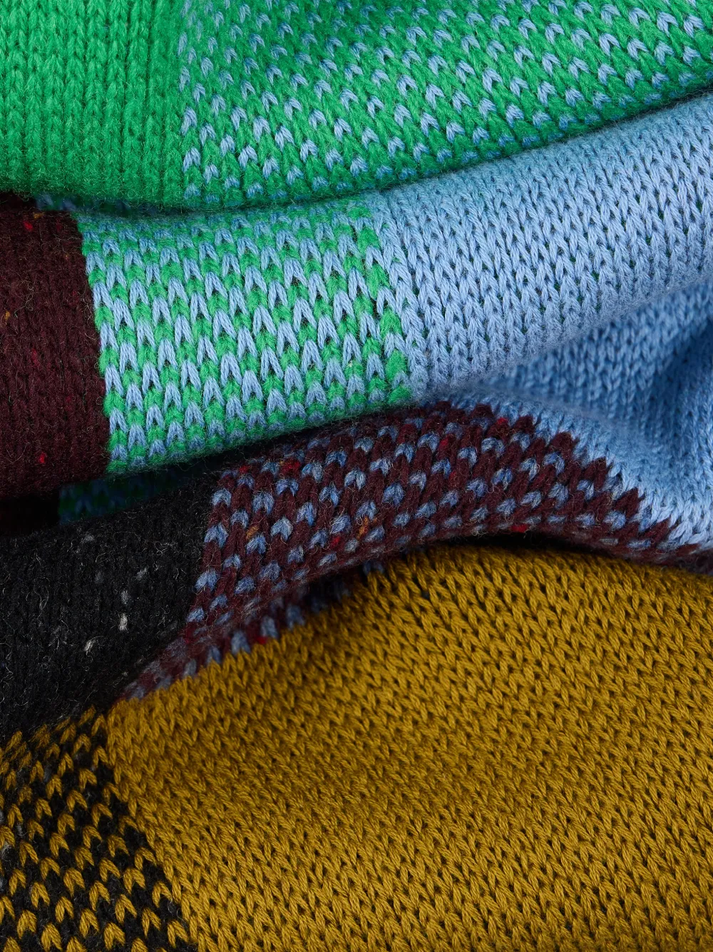 Paul Smith Sjaal met colourblocking van katoen en wol Blauw