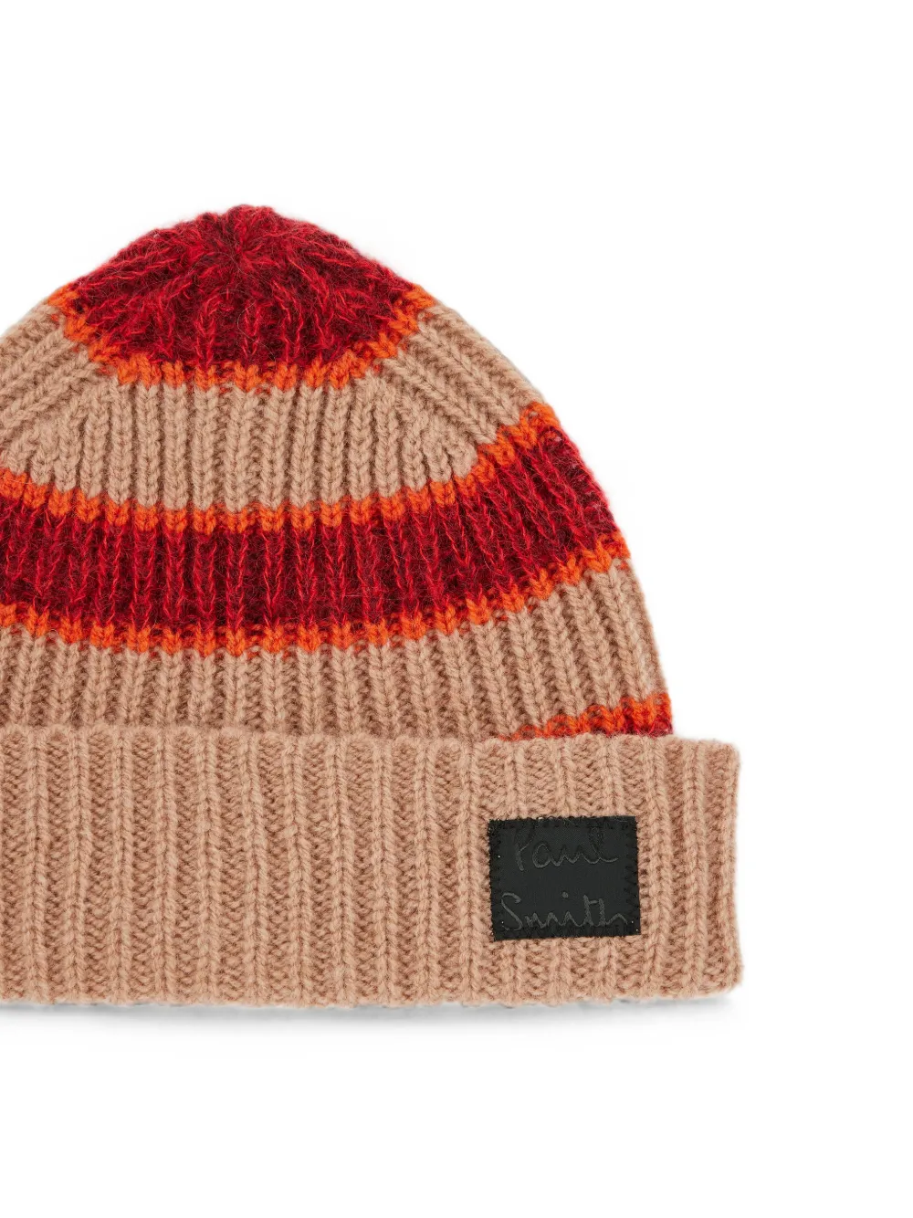Paul Smith Gestreepte ribgebreide muts Beige