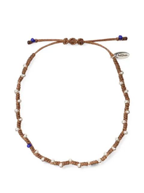 Paul Smith Zilveren kralenarmband met koord