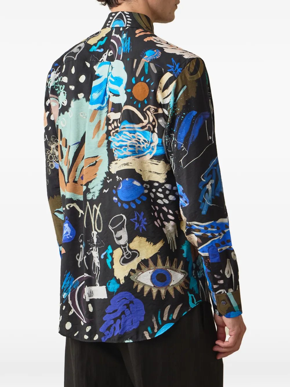 Paul Smith Overhemd van viscoseblend met Ink Works-print Zwart