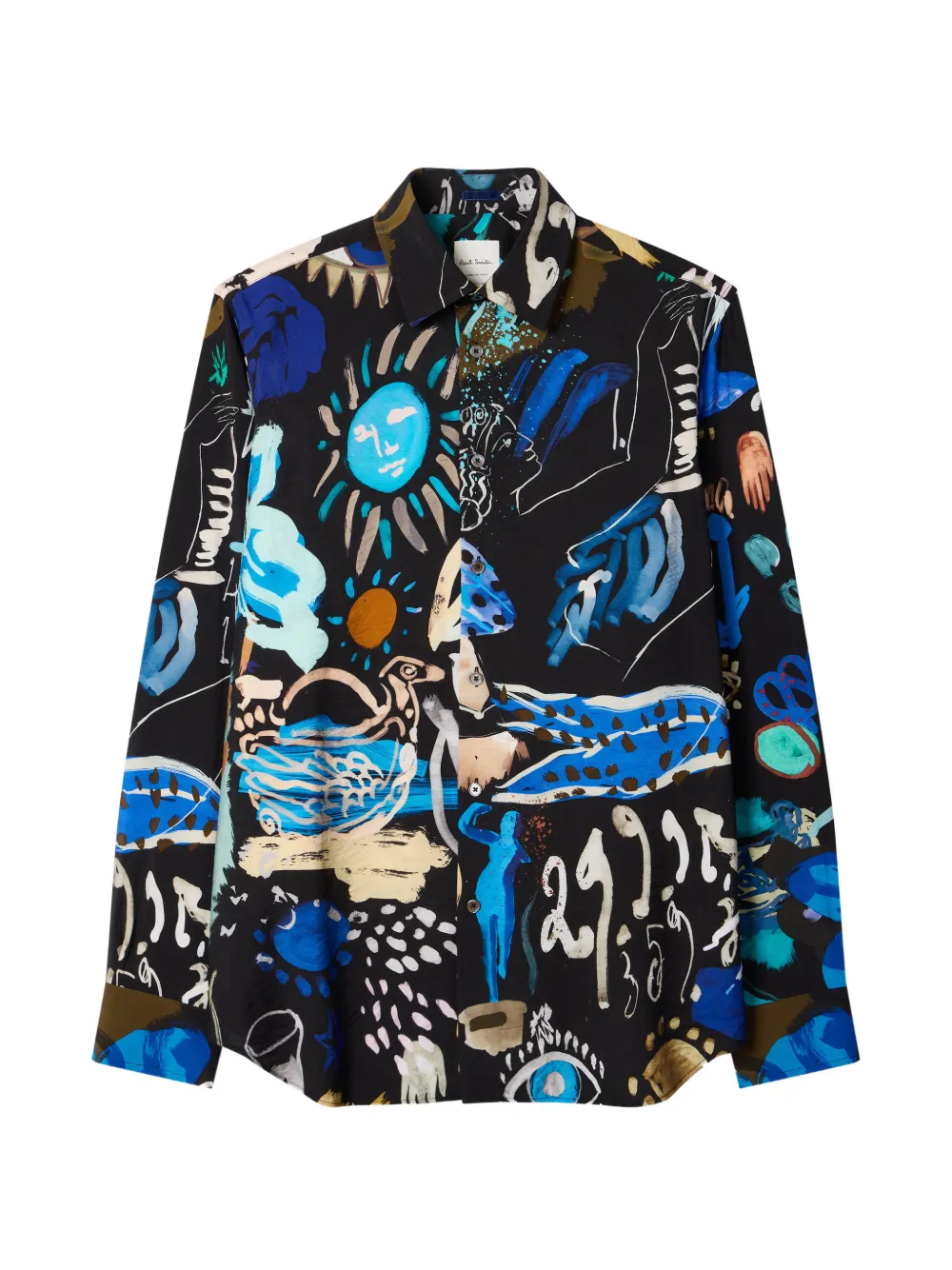Paul Smith black 'Ink Works' print viscose-blend shirt