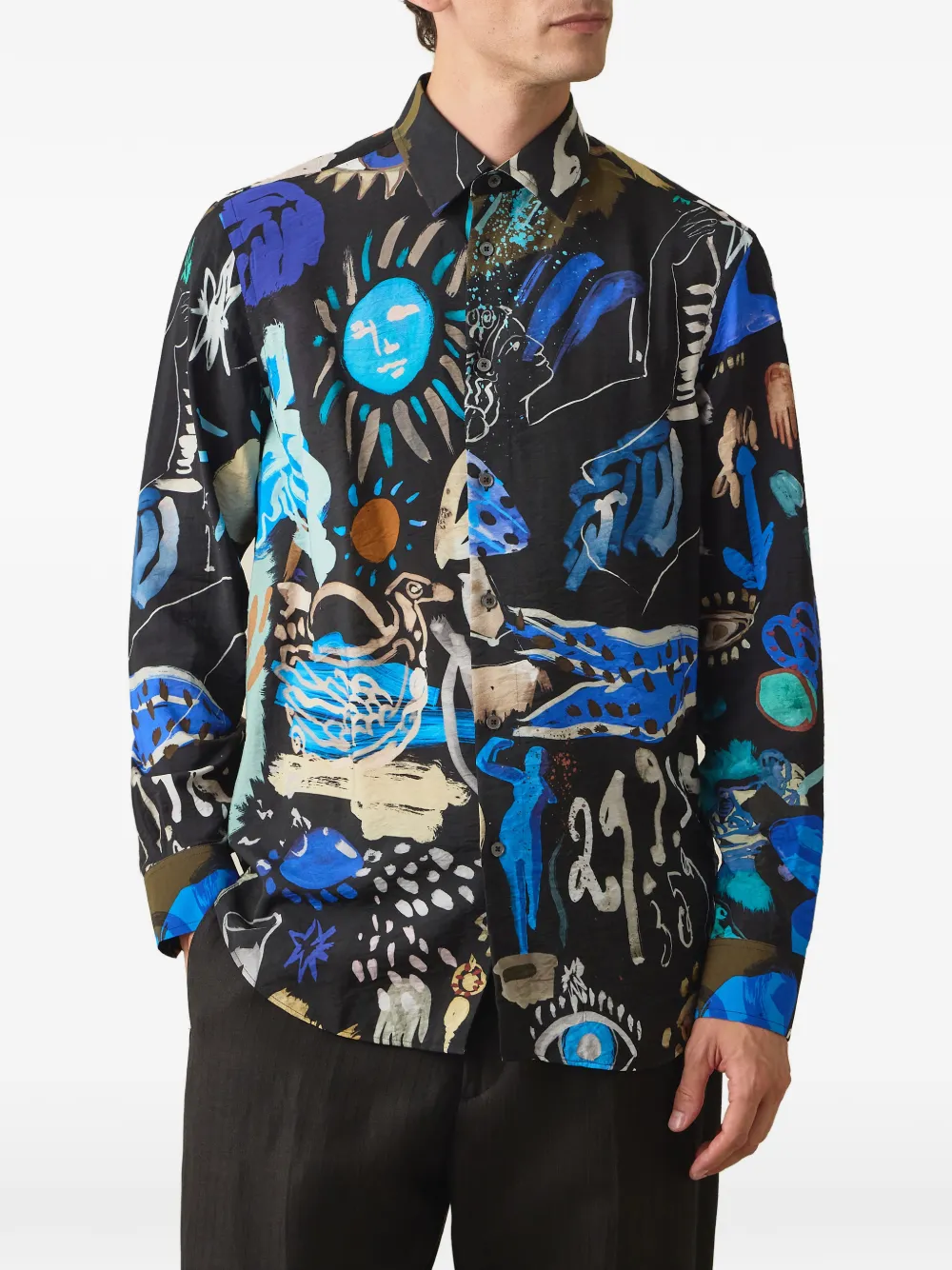 Paul Smith Overhemd van viscoseblend met Ink Works-print Zwart