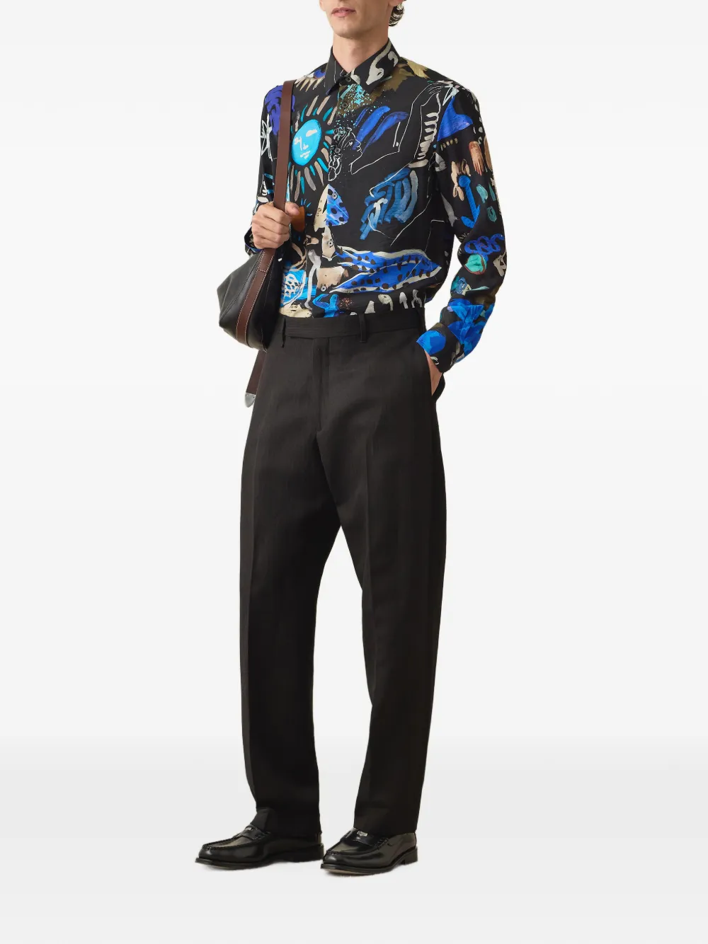Paul Smith Overhemd van viscoseblend met Ink Works-print Zwart