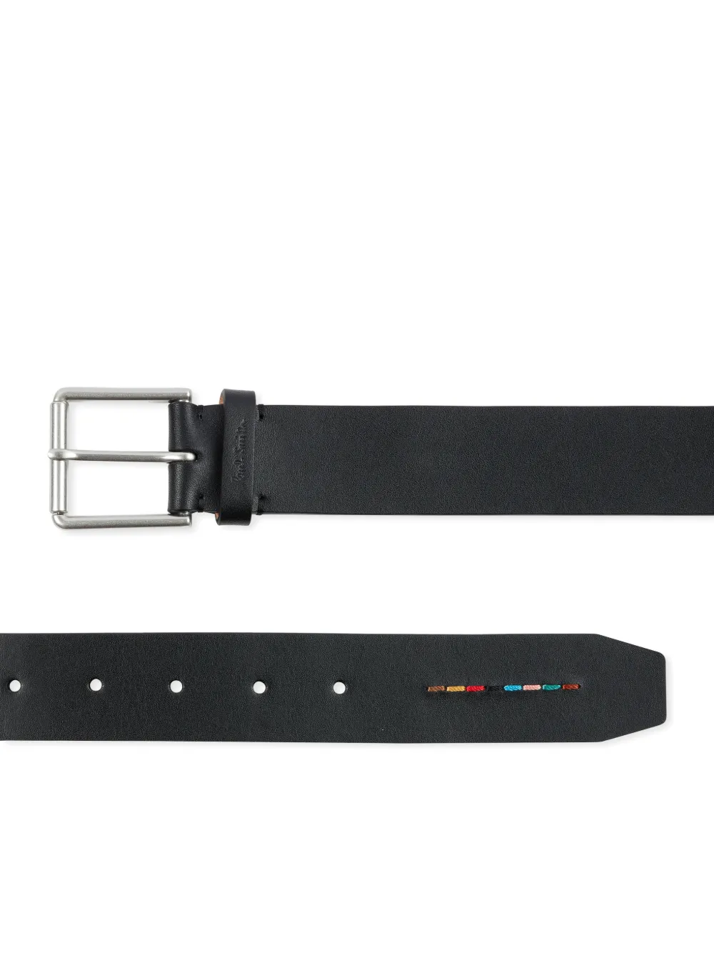 Paul Smith Signature Stripe Stitch riem van zwart leer