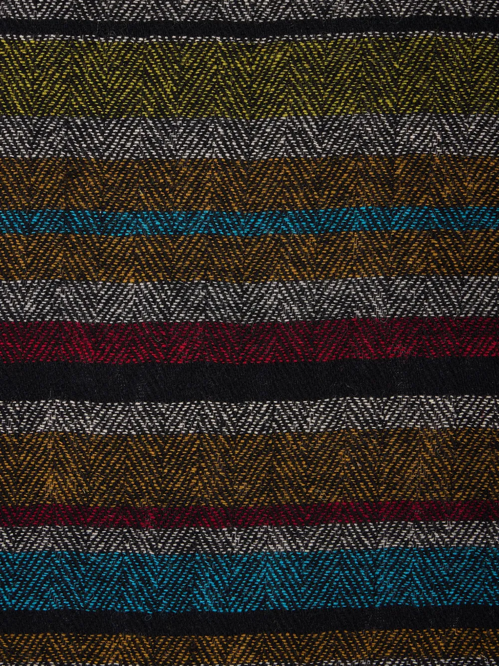 Paul Smith Lamswollen sjaal met visgraatpatroon en kenmerkende streep Zwart
