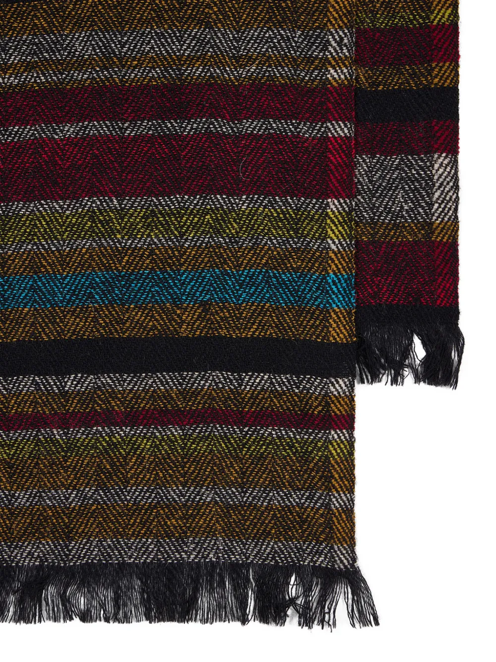 Paul Smith Lamswollen sjaal met visgraatpatroon en kenmerkende streep Zwart