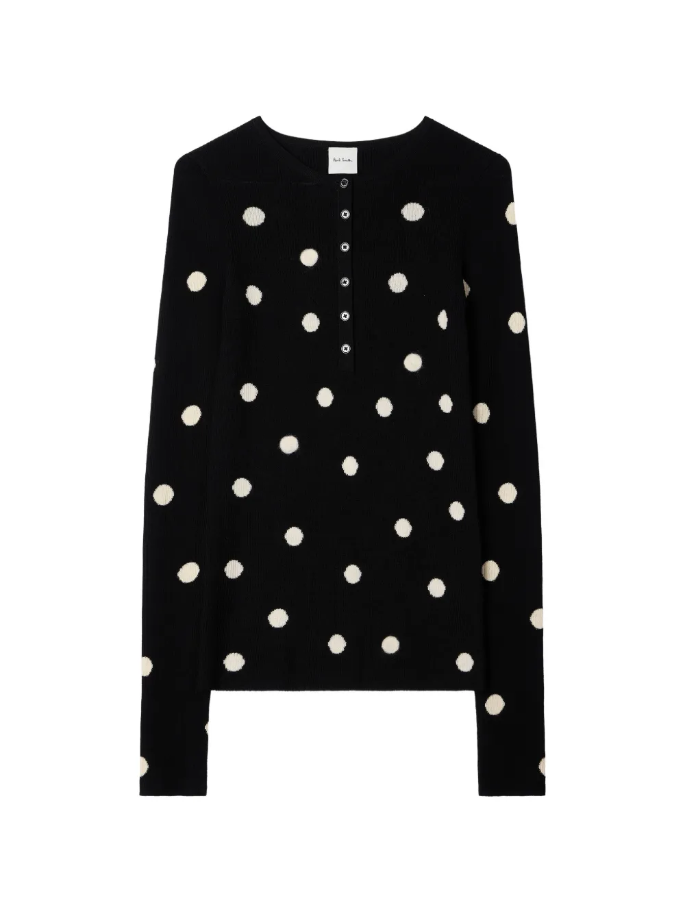 Paul Smith merino wool polka dot henley top - Nero