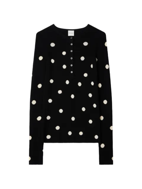 Paul Smith merino wool polka dot henley top