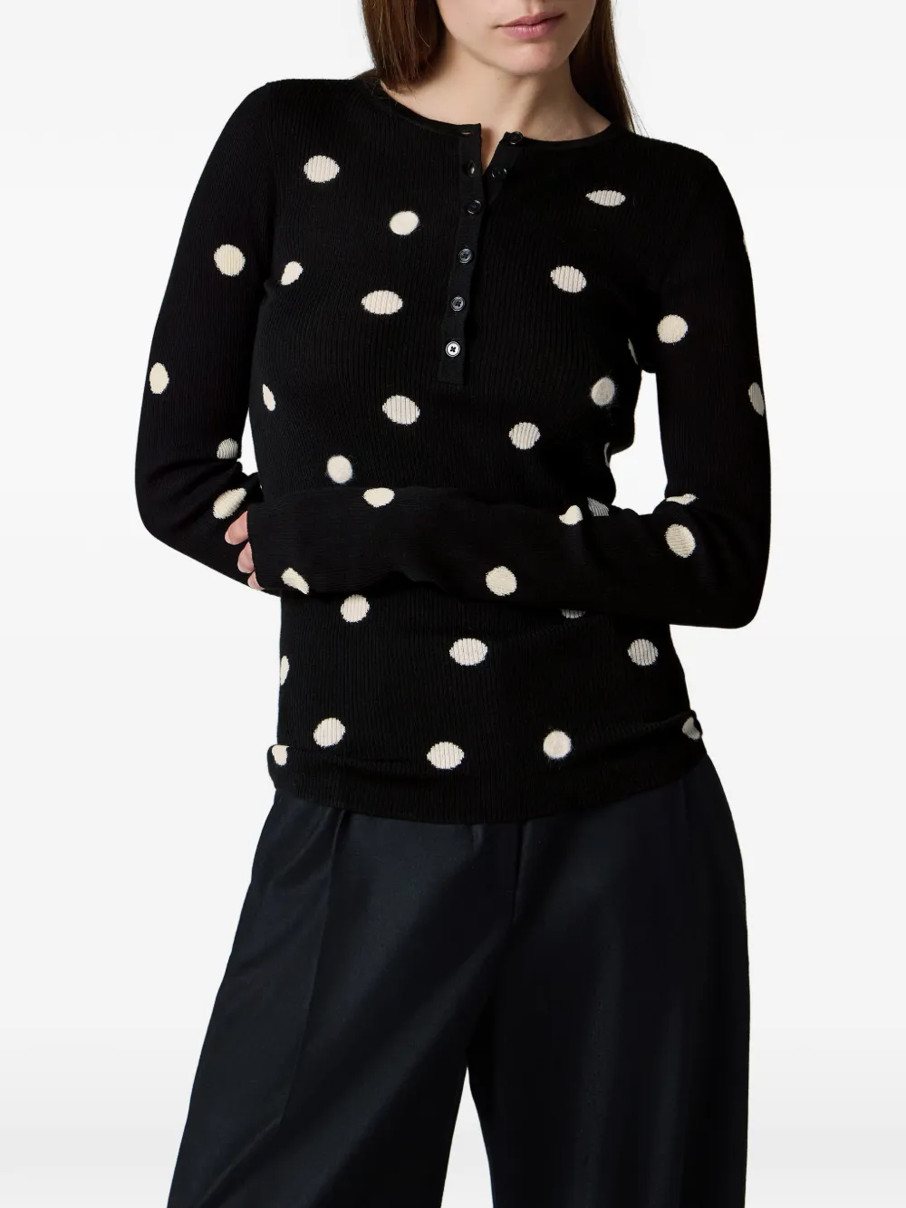 Paul Smith Henley top van merinowol met stippen Zwart