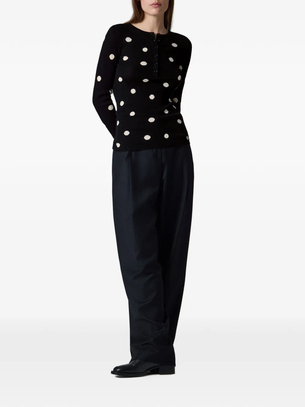 Paul Smith Henley top van merinowol met stippen Zwart