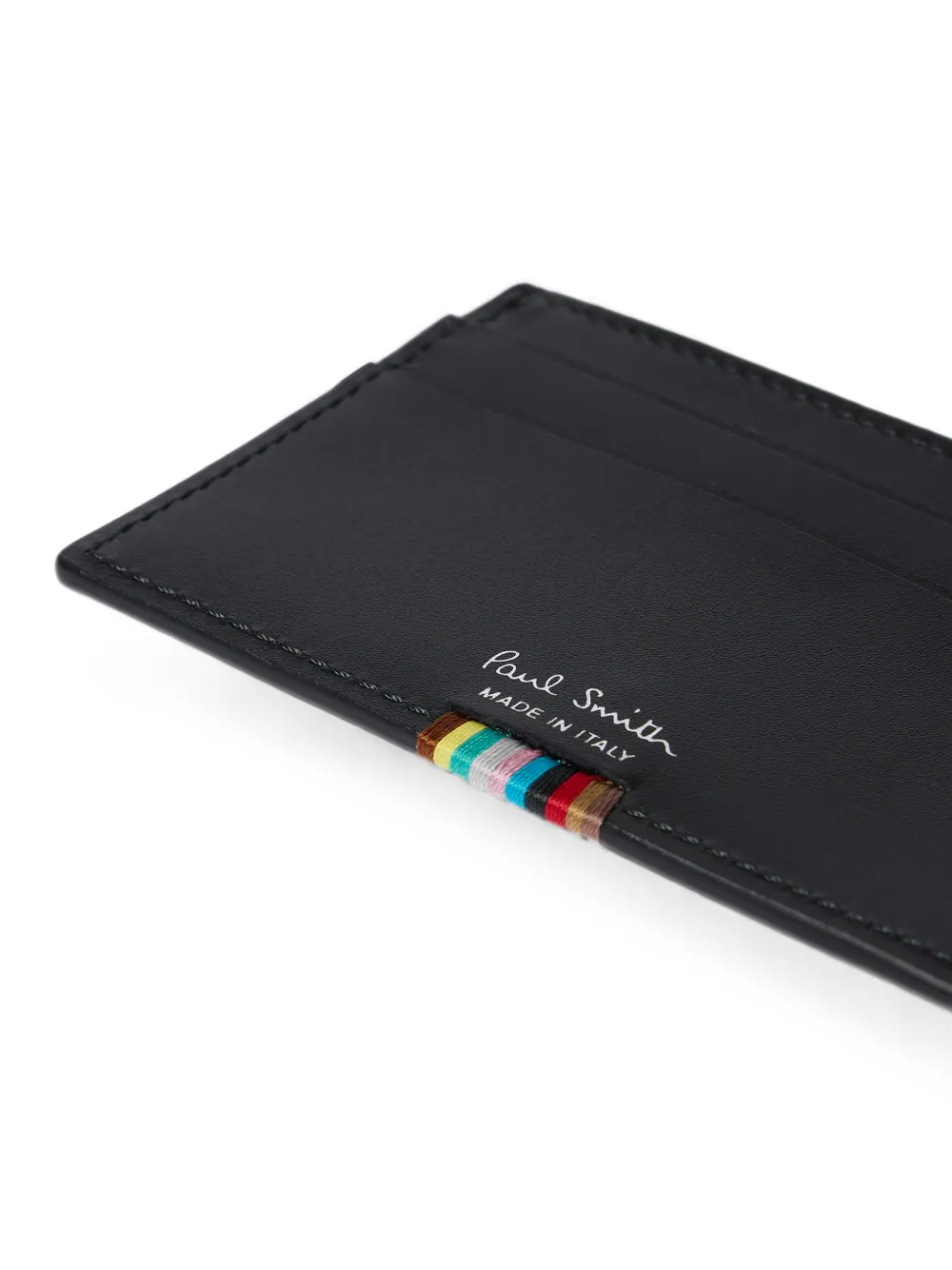 Paul Smith 'Signature Stripe' leren pasjeshouder Zwart