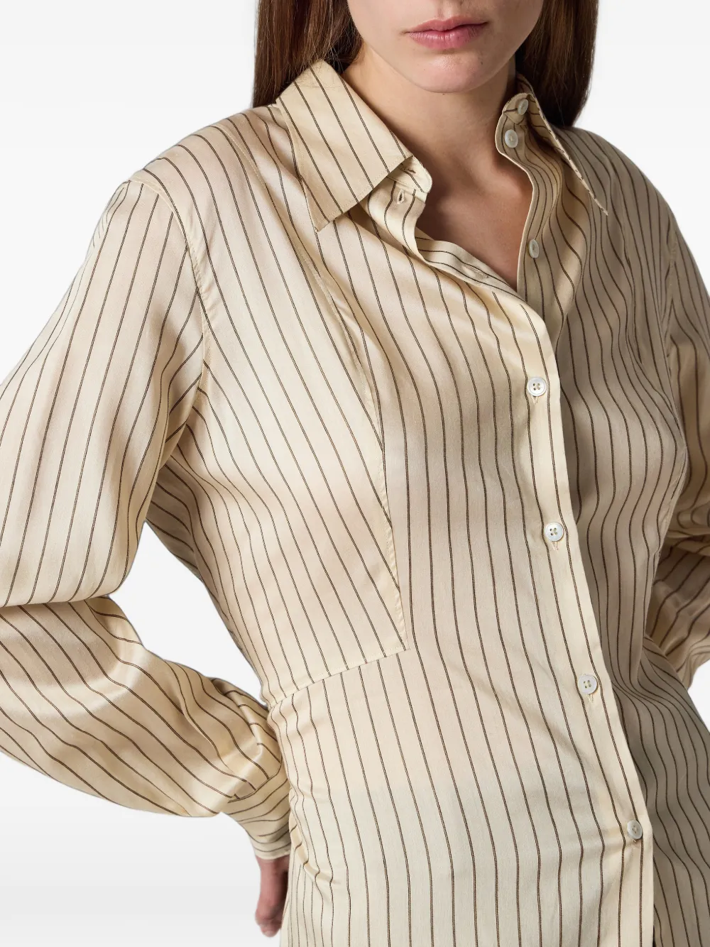 Paul Smith Gestreept blouse van zijdeblend met gilet-design Beige