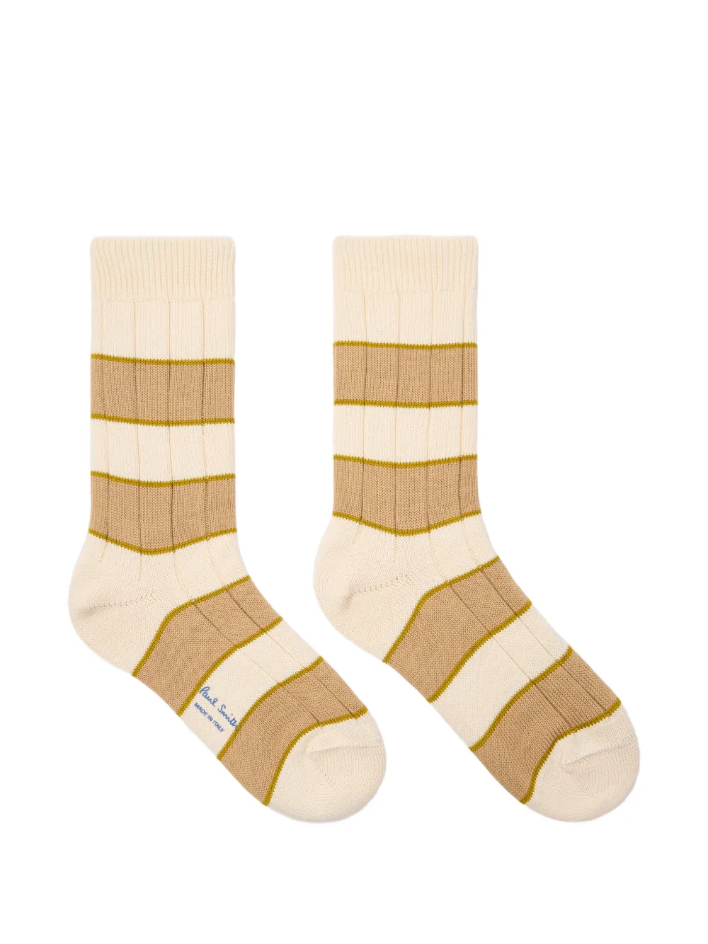 Paul Smith Geribbelde sokken met blokstreep Beige