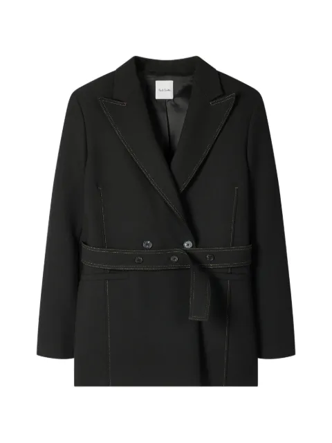 Paul Smith black belted jacket with contrast top stitching