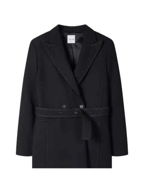 Paul Smith black belted jacket with contrast top stitching