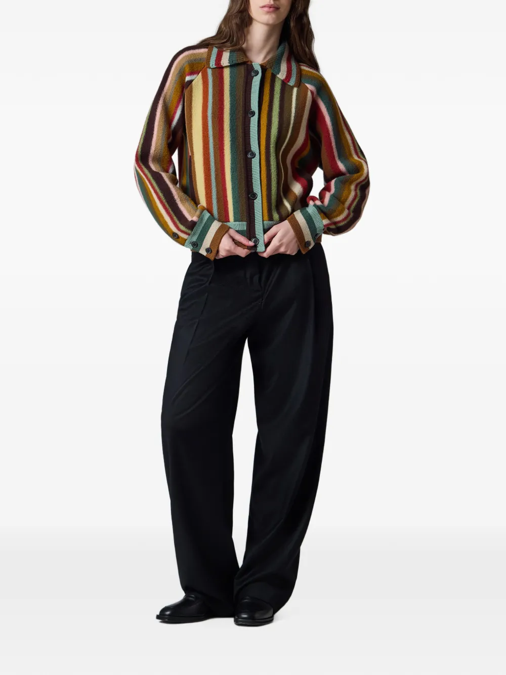 Paul Smith Broek met wijde pijpen van wol-kasjmier Zwart