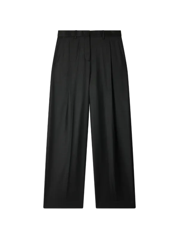 Paul Smith Black Wool-cashmere Wide-leg Trousers