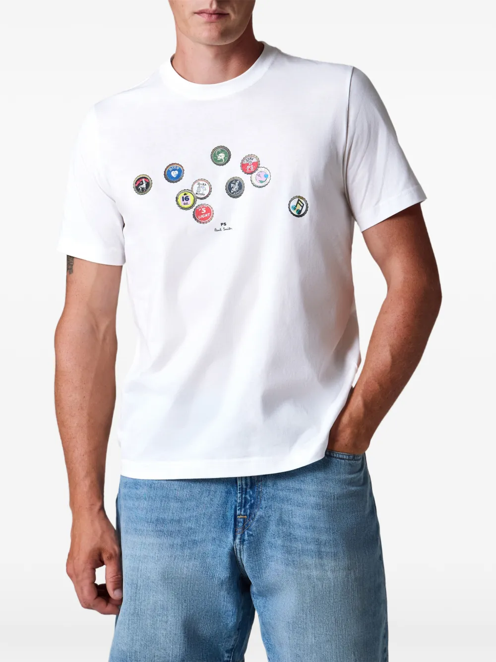 PS Paul Smith T-shirt met flessendop-print Wit