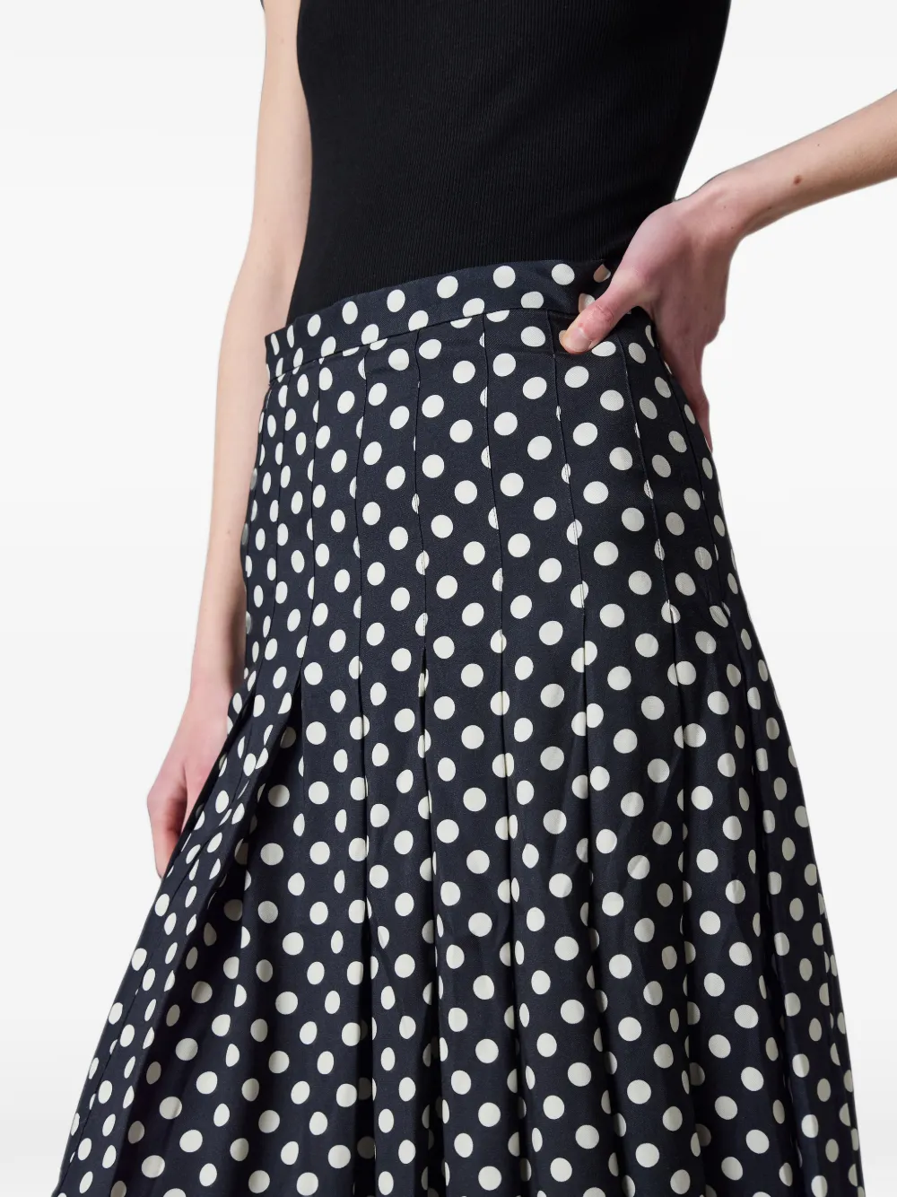 Paul Smith Midi-rok met stippen en plooien Zwart