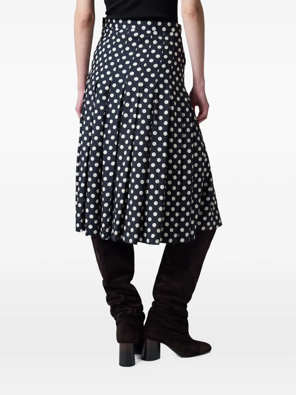 Paul Smith Midi-rok met stippen en plooien Zwart