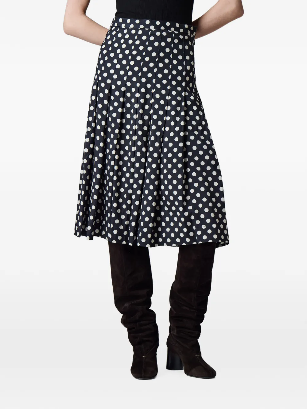 Paul Smith Midi-rok met stippen en plooien Zwart