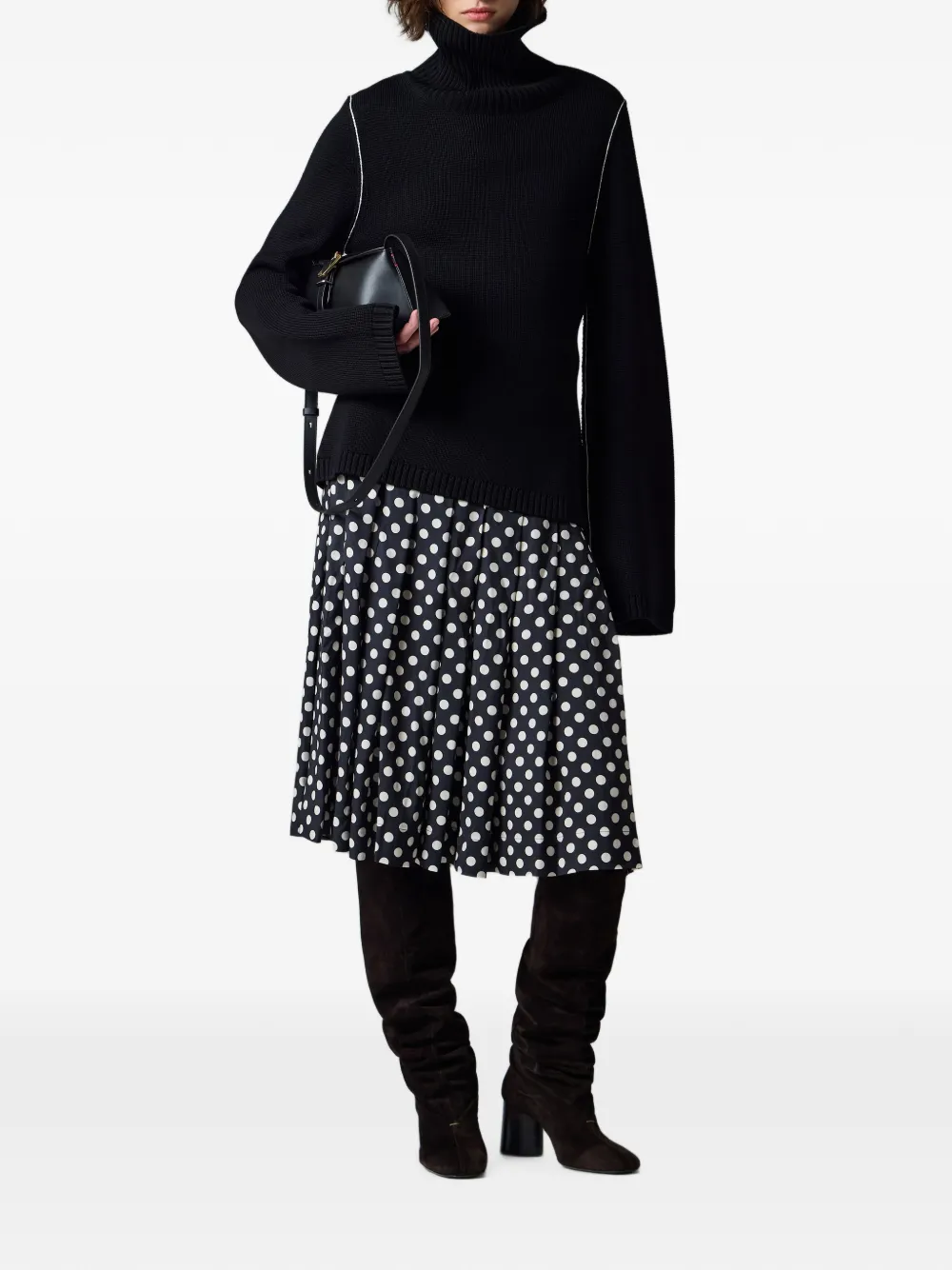 Paul Smith Midi-rok met stippen en plooien Zwart