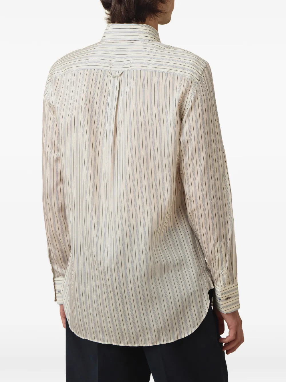 Paul Smith Regular-fit gestreept lyocell-zijden overhemd Beige