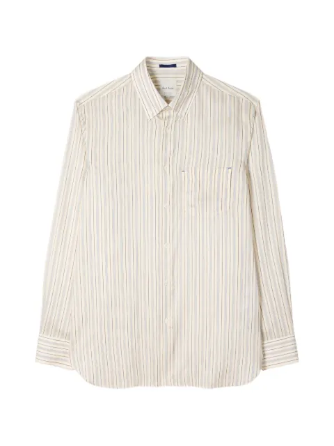 Paul Smith regular-fit ecru and blue stripe lyocell-silk shirt