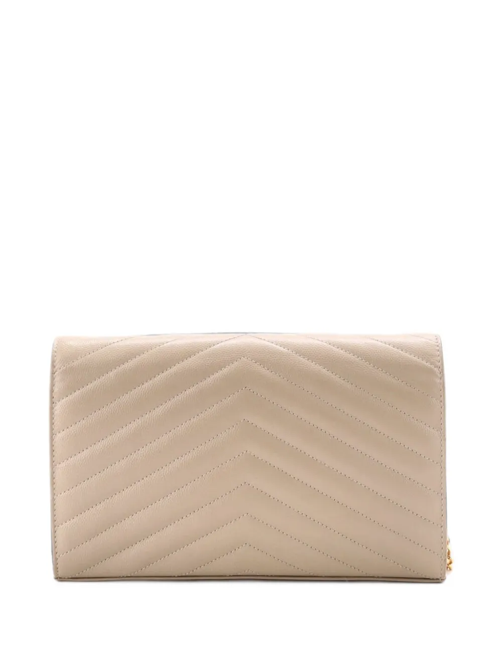 Saint Laurent Pre-Owned Classic Monogram Wallet on Chain Matelasse Chevron Leather Medium crossbody bag - Nude
