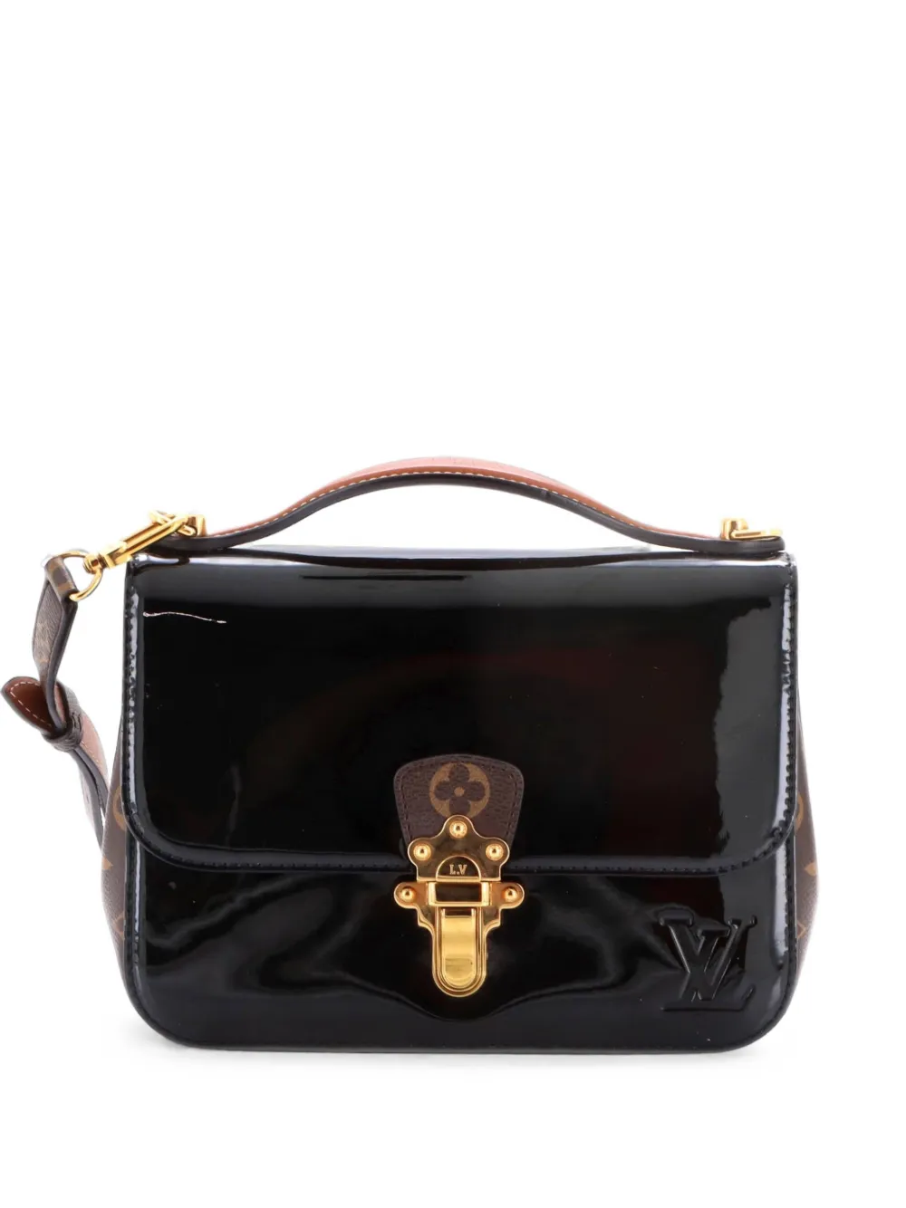 Louis Vuitton Pre-Owned Cherrywood Handbag Vernis with Monogram Canvas BB shoulder bag - Braun