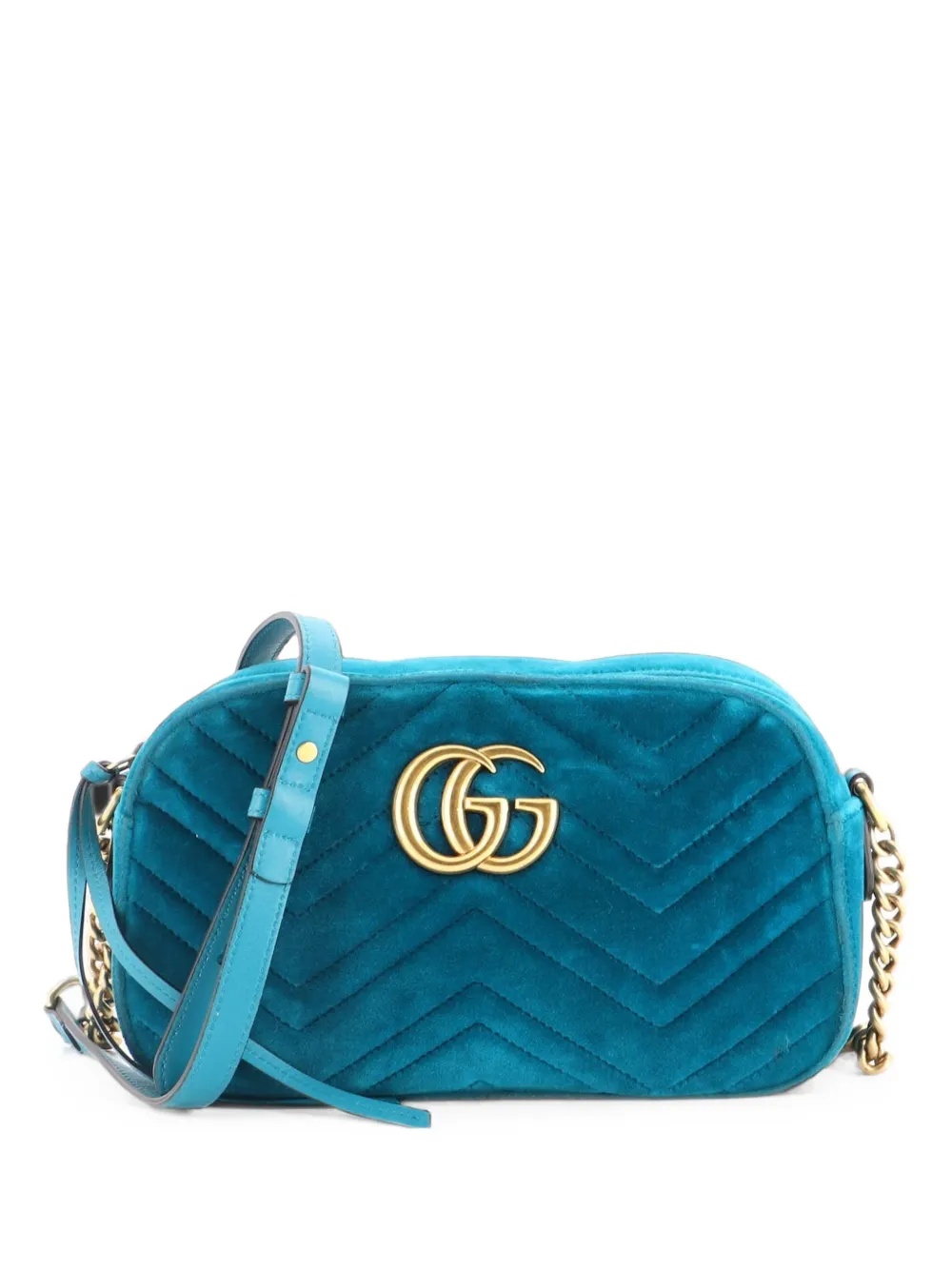 Gucci Pre-Owned GG Marmont Shoulder Bag Matelasse Velvet Small crossbody bag - Blu