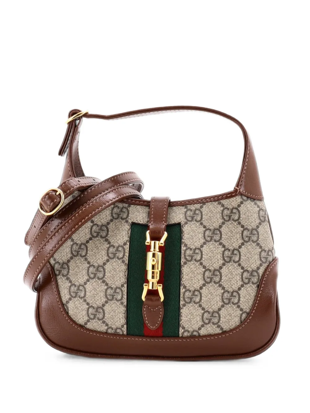 Gucci Pre-Owned Mittelgroße Jackie 1961 Beuteltasche aus GG-beschichtetem Canvas - Braun