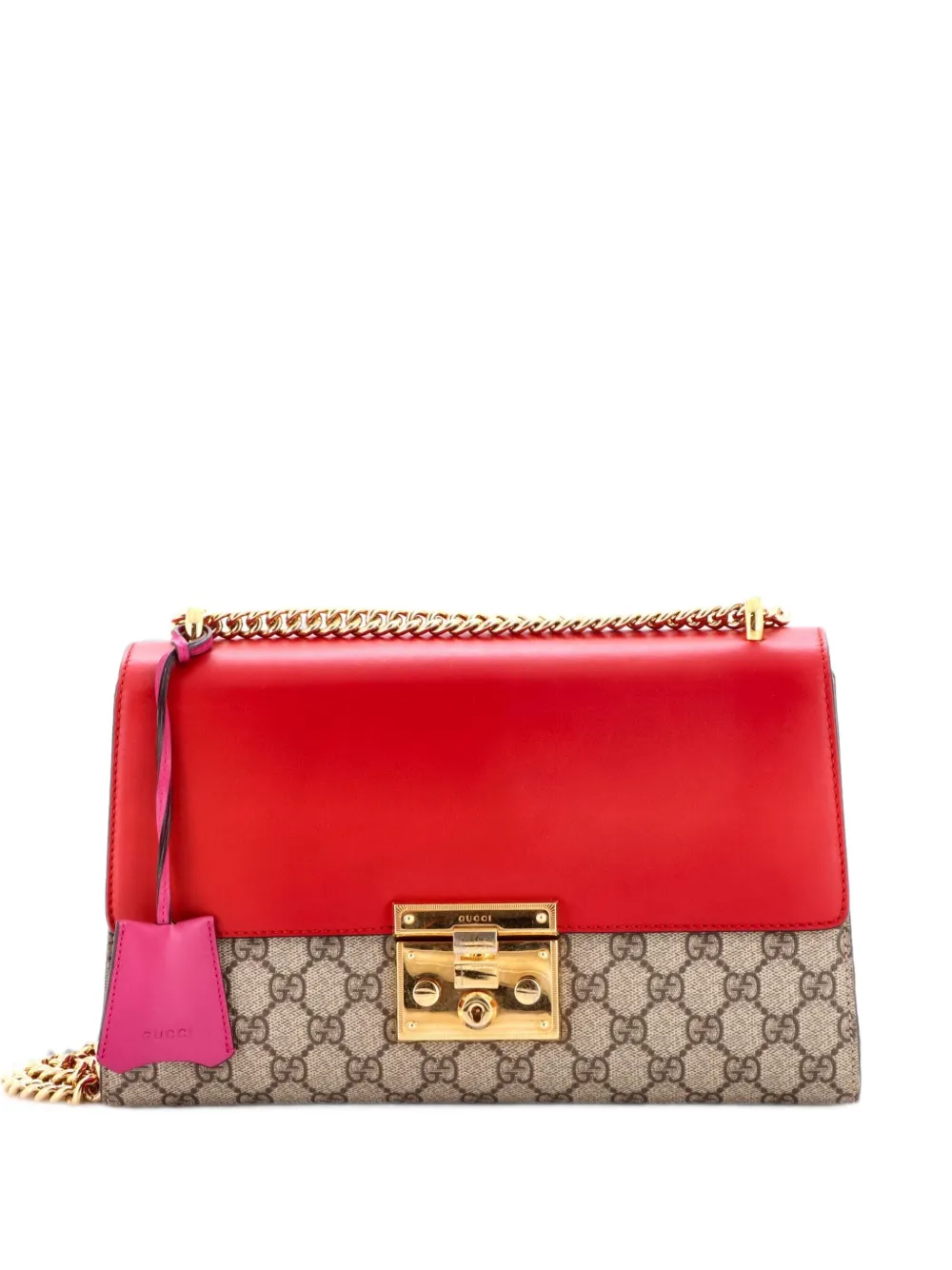 Gucci Pre-Owned Padlock GG Coated Canvas and Leather Medium shoulder bag - Rosso