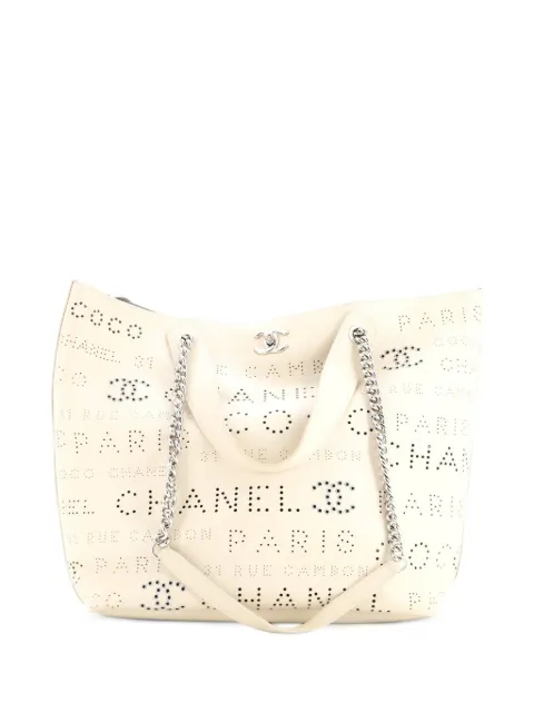 CHANEL Pre-Owned Logo Eyelets Shopping Perforated Calfskin Medium tote bag