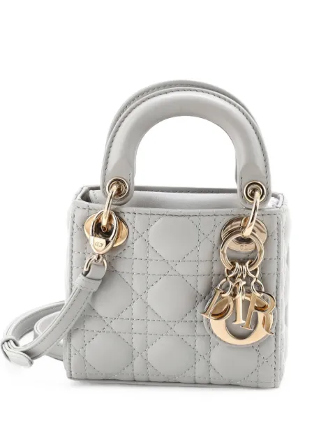 Christian Dior Pre-Owned Lady Dior Bag Cannage Quilt Lambskin Micro shoulder bag