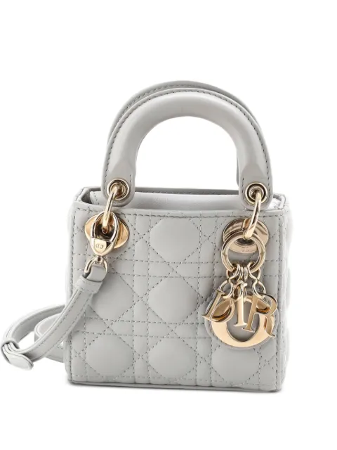 Christian Dior Pre-Owned Lady Dior Bag Cannage Quilt Lambskin Micro shoulder bag