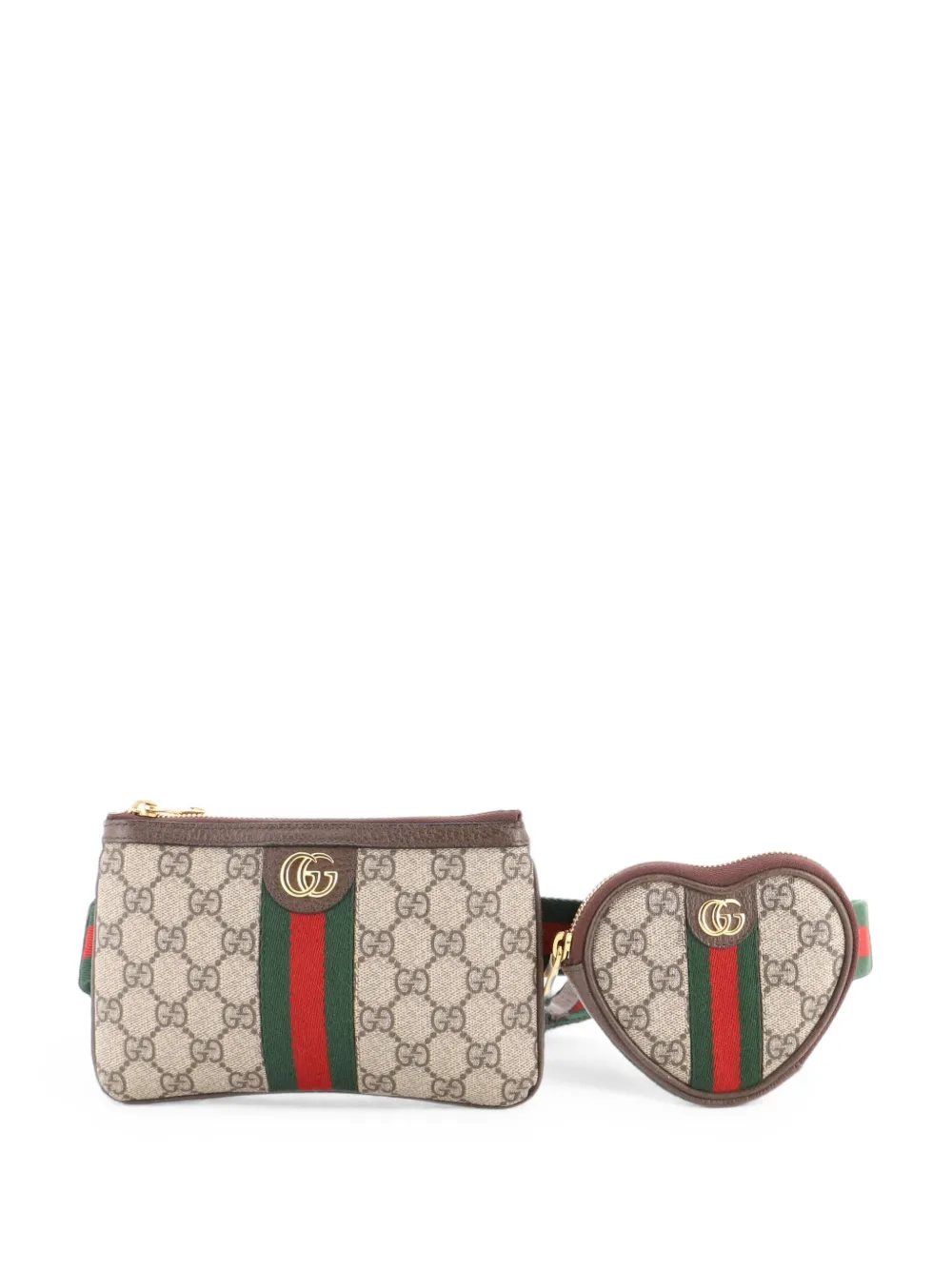 Gucci Pre-Owned Ophidia Heart Utility Double GG Coated Canvas belt bag - Marrone