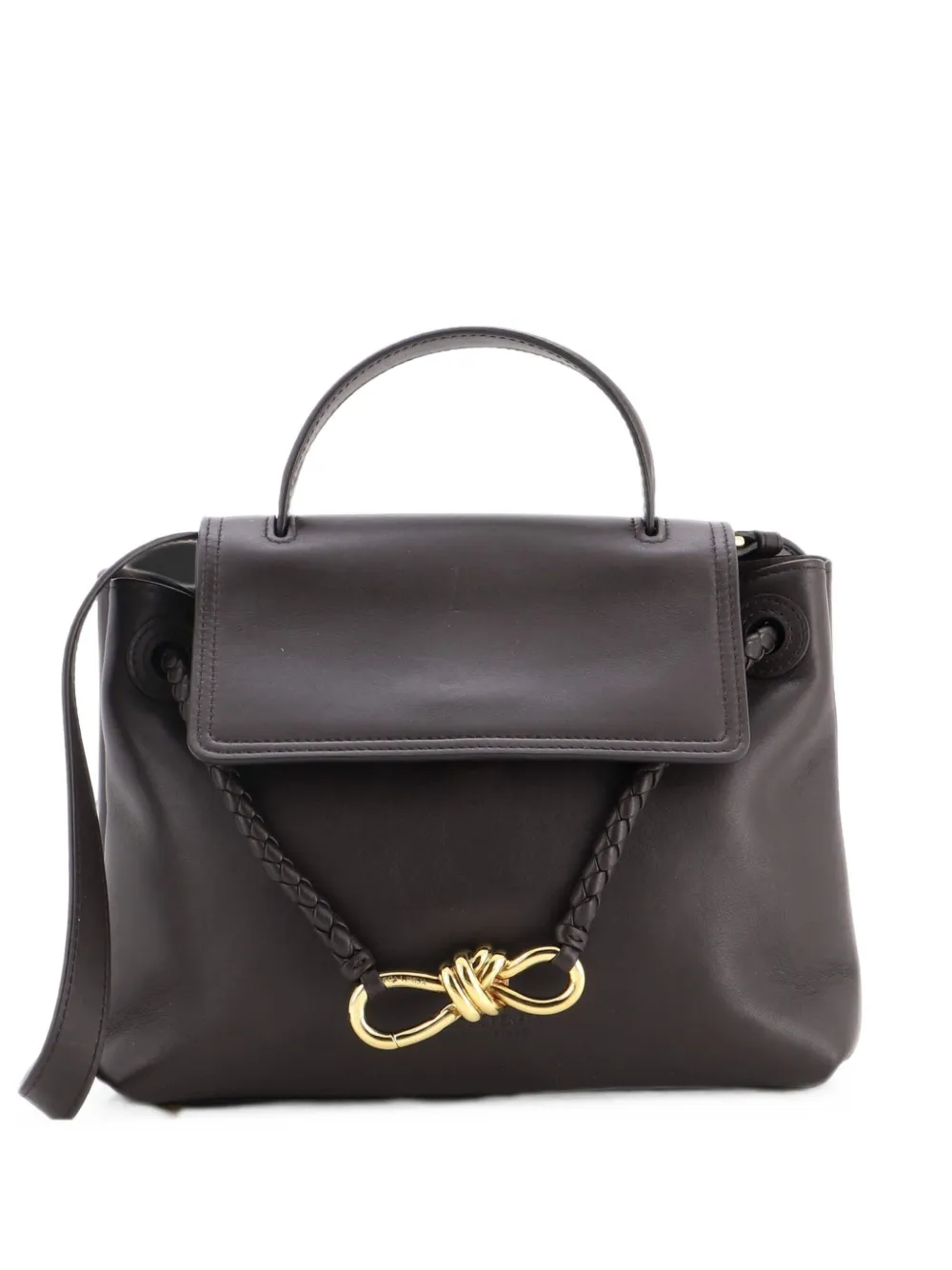 Bottega Veneta Pre-Owned Ciao Ciao Top Handle Bag Leather with Intrecciato Detail Small satchel - Braun