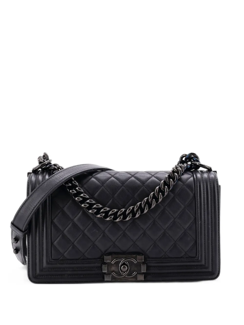 CHANEL Pre-Owned So Black Boy Flap Bag Quilted Lambskin Old Medium shoulder bag - Nero