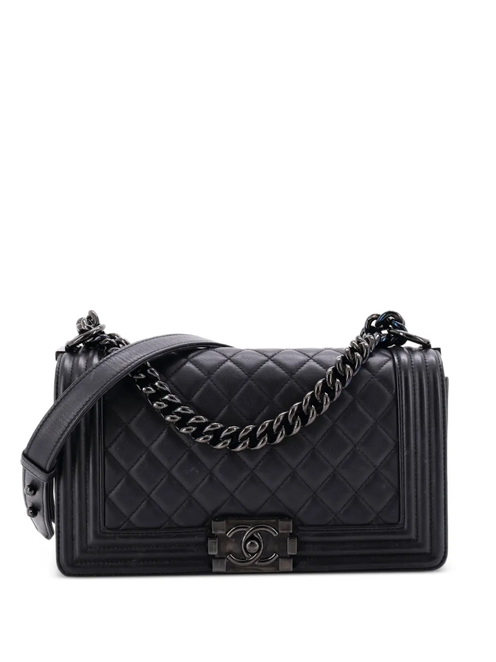 CHANEL Pre-Owned So Black Boy Flap Bag Quilted Lambskin Old Medium shoulder bag - Nero