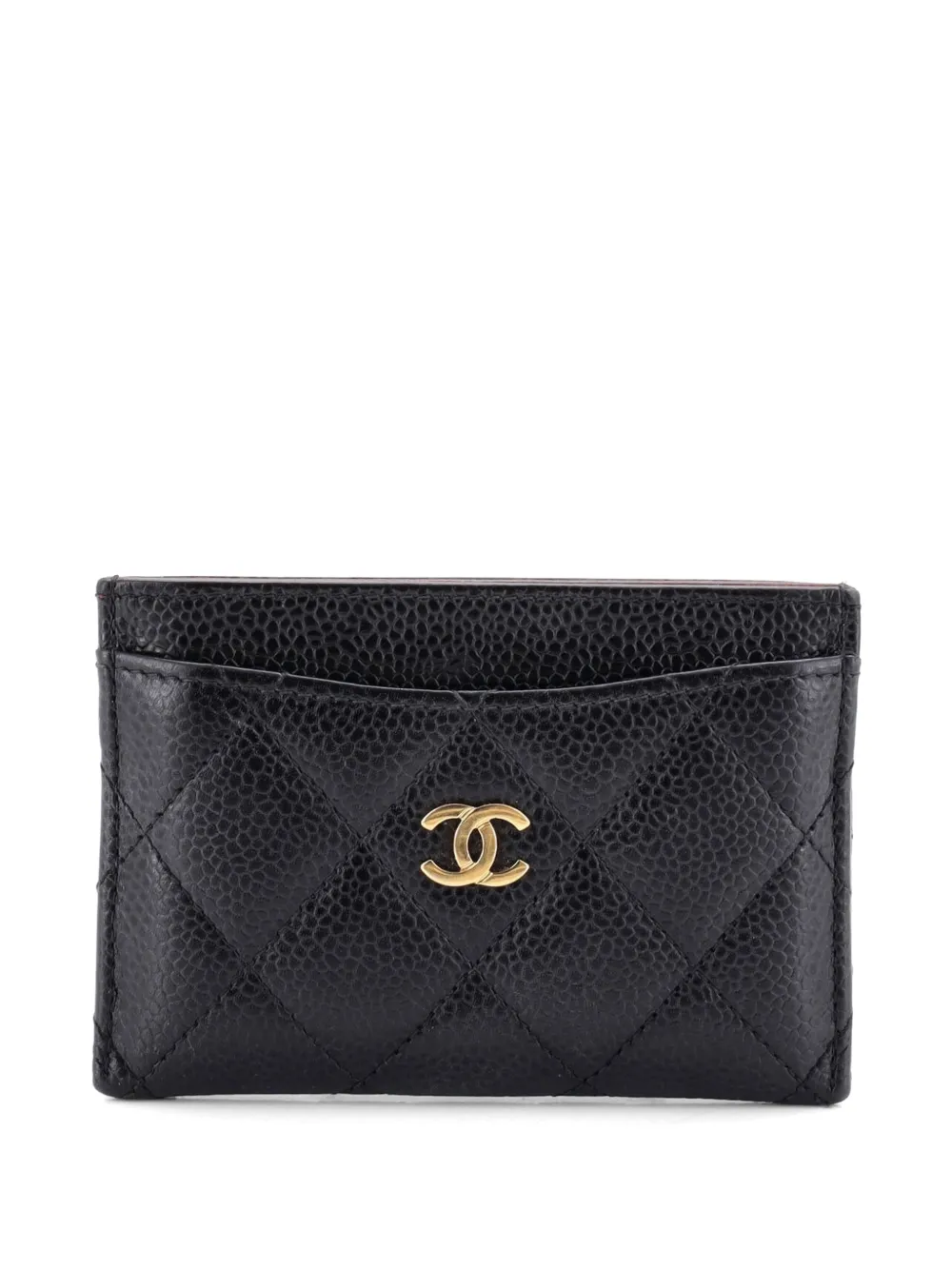 CHANEL Pre-Owned Classic Quilted Caviar card holder - Black