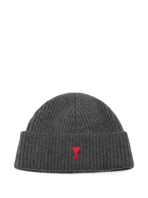 AMI Paris Ami de Coeur ribbed-knit beanie hat